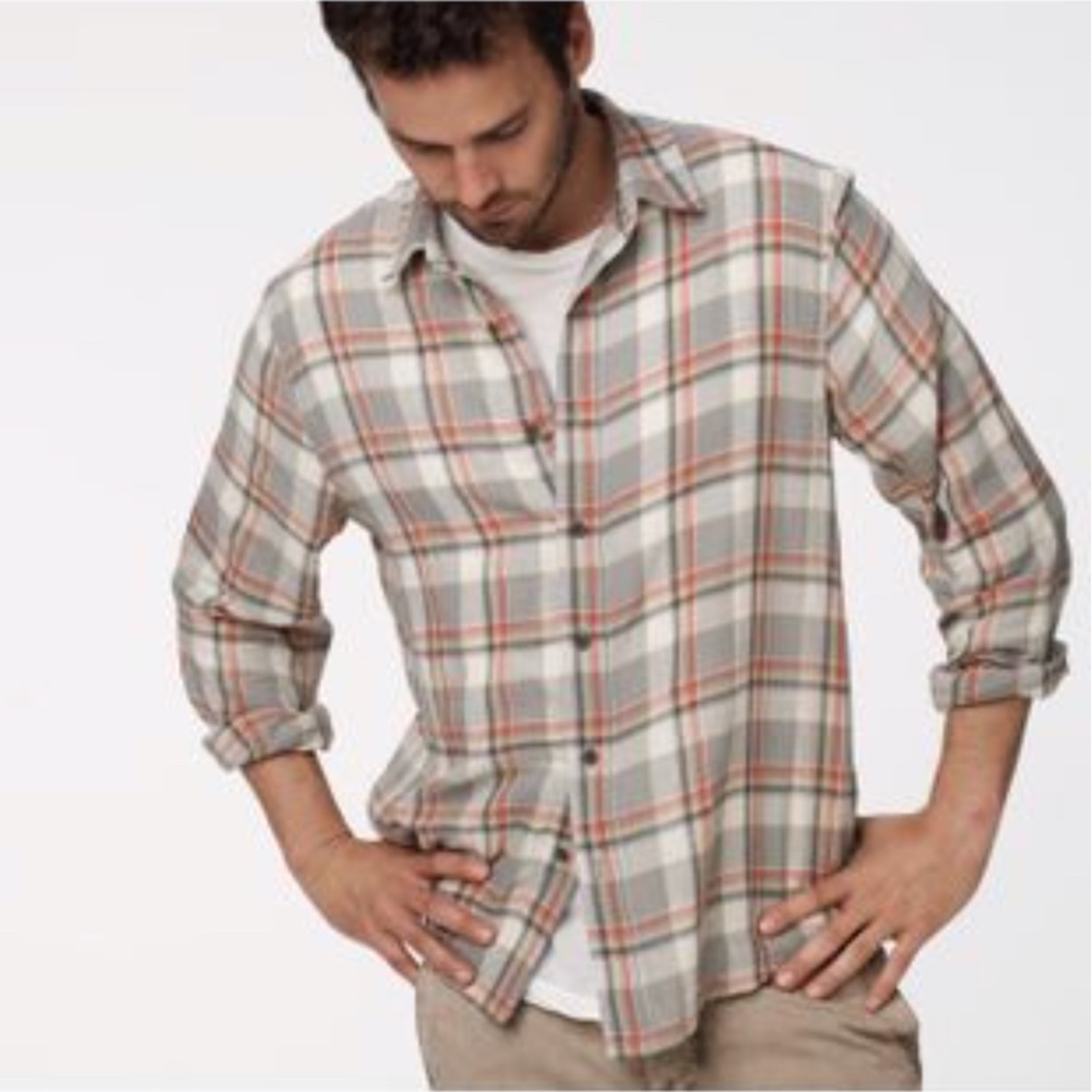James Perse Light Flannel Plaid Shirt